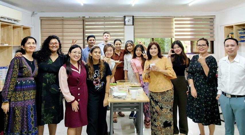 Mavis with colleagues at SKT International School