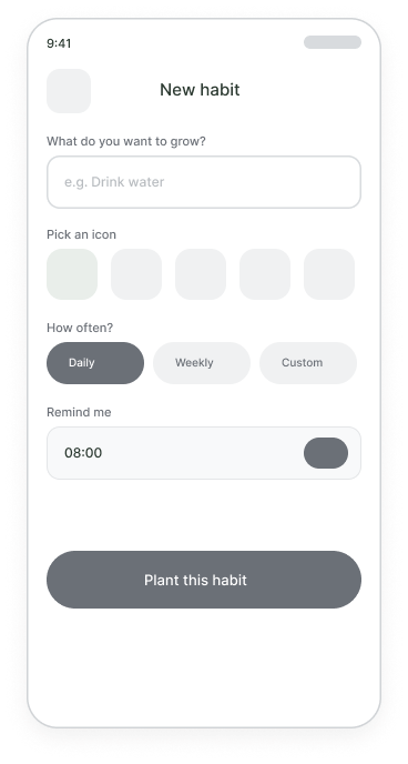 Add habit wireframe
