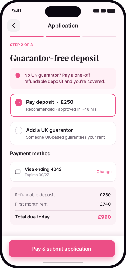 Guarantor-free deposit