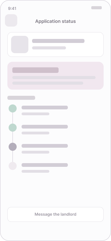 Application status wireframe